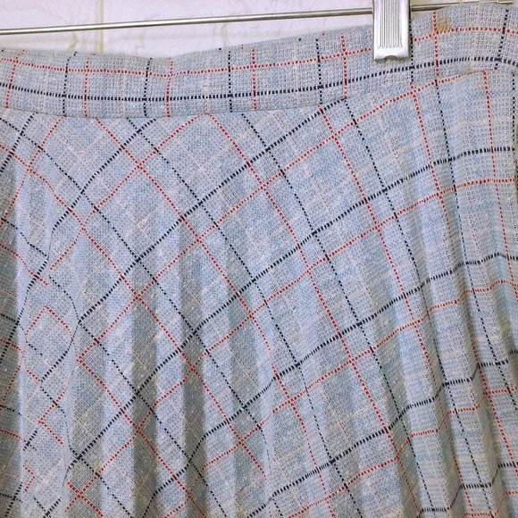 Vintage 70s KoKo Knits California Pleated Skirt (14) Plaid Checked Comfort Waist - Picture 4 of 10
